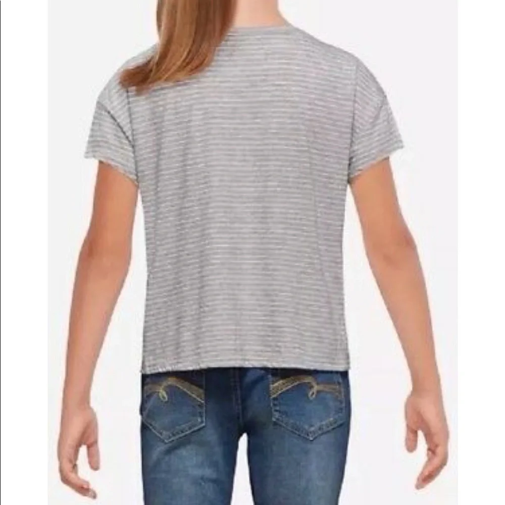 Justice Size 8 Striped Shirt with Joyful Patches